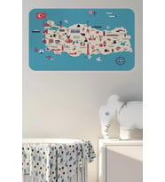 Eğitici Ve Öğretici Cocuk Odası Türkiye Haritası Duvar Sticker-60x105-3874