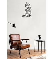 Numa Concept Oturan Kedi Lazer Kesim Duvar Tablosu-Mdf Kedi (Siyah)