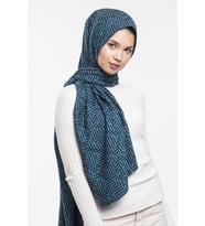 JAKAR Desen Jakarlı Modal Seri Şal Eşarp Askısı ile Birlikte 75x200 cm Lacivert 