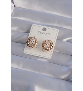 Mey İthalat® XUPİNG Rose Renk Oval Zirkon Taşlı Burgu Model Küpe