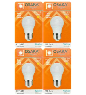 (4 Adet) Osaka 7W (50W) Sarı Işık E27 Duylu (Kalın Duy) Led Mini Ampul