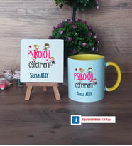 Psikoloji Öğretmeni Dekoratif Taş, Kupa Bardak Kırmızı Hediye (Model 6)