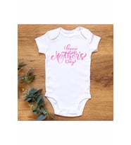 Mothers Day Pembe Organik Baskılı Çıtçıtlı Bebek Body Zıbın
