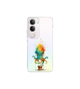 Vivo Y29 5G ile uyumlu Splash ahtapot tasarımlı şeffaf silikon kılıf