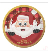 Yılbaşı Noel Baba Karton Tabak - 22cm x 8 Adet
