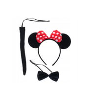 Minnie Mouse Kostüm Seti Taç Kuyruk Papyon Gösteri Seti