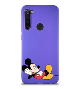 Xiaomi Redmi Note 8 Soft Premier Kapak Mickey Mouse-F Tasarımlı Silikon Kılıf - Mor (Şeffaf)