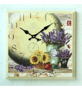 MUTFAK › AHŞAP SAATLER › Saatler-MB KARE MENEKŞE TEMALI DUVAR SAATİ-42*42*5 CM