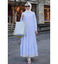 Pastelastore Neva Kadın Elbise Maxi Boy 1020-1 (Bebe Mavi)