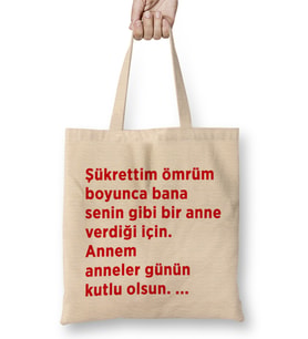 Anneler Günü Annelere Hediye 0007 Bez Çanta Uzun Saplı