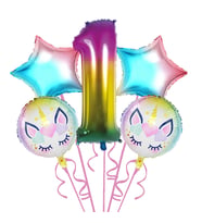 Gökkuşağı Unicorn 1 Yaş Folyo Balon 5 Li Set