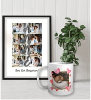 Kişiye Özel Anne Temalı Fotoğraflı Kupa Bardak ve Fotoğraf Çerçevesi Seti 24x33 Cm