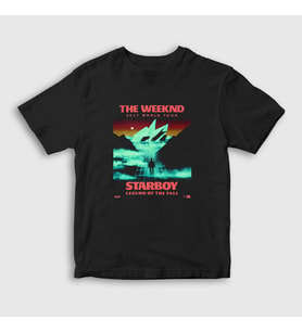 Presmono Unisex Çocuk Siyah Tour Starboy The Weeknd T-Shirt 159009tt