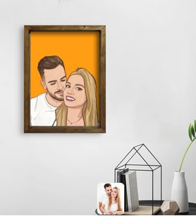 BK Gift Kişiye Özel Çizgi Roman Karikatürlü Doğal Masif Ahşap Çerçeveli Tablo 45x65cm-1