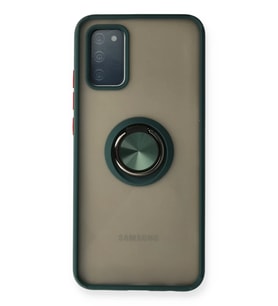 Galaxy A02S Kılıf Montreal Yüzüklü Silikon Kapak - Yeşil