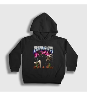 Presmono Unisex Çocuk Siyah Lightning Astroworld Travis Scott Kapüşonlu Sweatshirt 42818tt