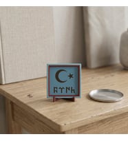 Estetik Ay Yıldız Temalı Göktürkçe Türk Objesi, Modern Dekorasyon İçin Masaüstü Süs 10x10 cm