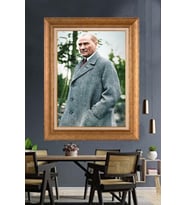 Altın Varaklı Çerçeveli Paspartulu Atatürk Tablo DC1620 (Gold)