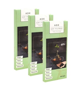 ADK 3 Paket 100 lü 300 Adet Çay Filtresi Torbası Demlik Filtre cin354-3