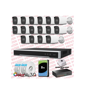 Provzen Hikvision 16 Kameralı 4MP IP ColorVu 3.0 Güvenlik Sistemi AI İnsan Araç Algılama Mikrofon ve Işıklı Alarm