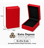 6x9x3 cm Tam Kapaklı Selefonlu Süngerli Takı Kutusu - Kırmızı (DEMONTE) (50 ADET)