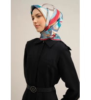 Armine Tivil İpek Eşarp 9336-81 Pembe Karışık Desen