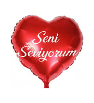 18 '' 45 cm Seni Seviyorum Baskılı Kırmızı Kalp Folyo Balon (1 Adet )