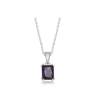 Gümüş Mor Kristal Kare Taşlı Kadın Kolye CSR2181240