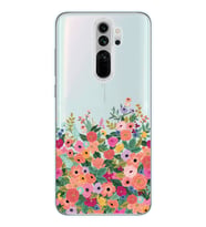 Redmi Note 8 Pro Uyumlu Renkli Çiçekler Tasarımlı Şeffaf Telefon Kılıfı
