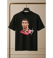 Unisex CR7 Ronaldo Baskılı T-shirt/Tişört - TÜM YAŞ GRUPLARI (Siyah)