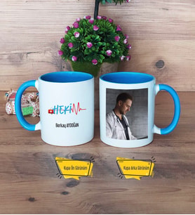 Hekim Kupa Bardak Mavi Fotoğraflı Tıp Bayramı Hediyesi Doktora Hediye