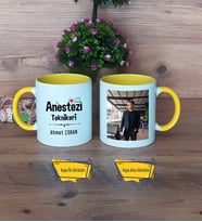 Anestezi Teknikeri Kupa Bardak Sarı Fotoğraflı Tıp Bayramı Hediyesi