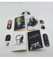 Giftsturkiye Cep Defteri 4 Adet Kitap Ayracı İçi Mıknatıslı Ufak Ebat 4 Adet Atatürk İmza GFTKIR6120