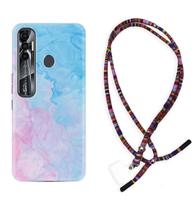 Tecno Spark 6 6 Go 8C 8 Pro 7 7 Pro Kılıf Boyun Asklı Rasta Silikon Pink Blue Abstract 1385