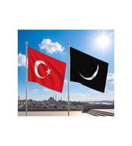 TRY Raşel Kumaş Bayrak ve Türkiye Cumhuriyeti Alpaka Kumaş Bayrak 2'li set 70x105