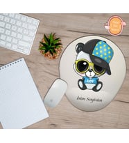Kişiye Özel Erkek Yazılı Şapkalı Panda Temalı Mouse Pad Bilek Destekli