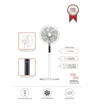 Torima SF-02 Beyaz Ayaklı 16'' İnc 60W 3 Kademe 7 Pervaneli Kumandalı Diğital Ekranlı Vantilatör Fan