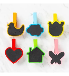 Desenli Notlu Ahşap Mandal (6'lı Set - 10 Paket)