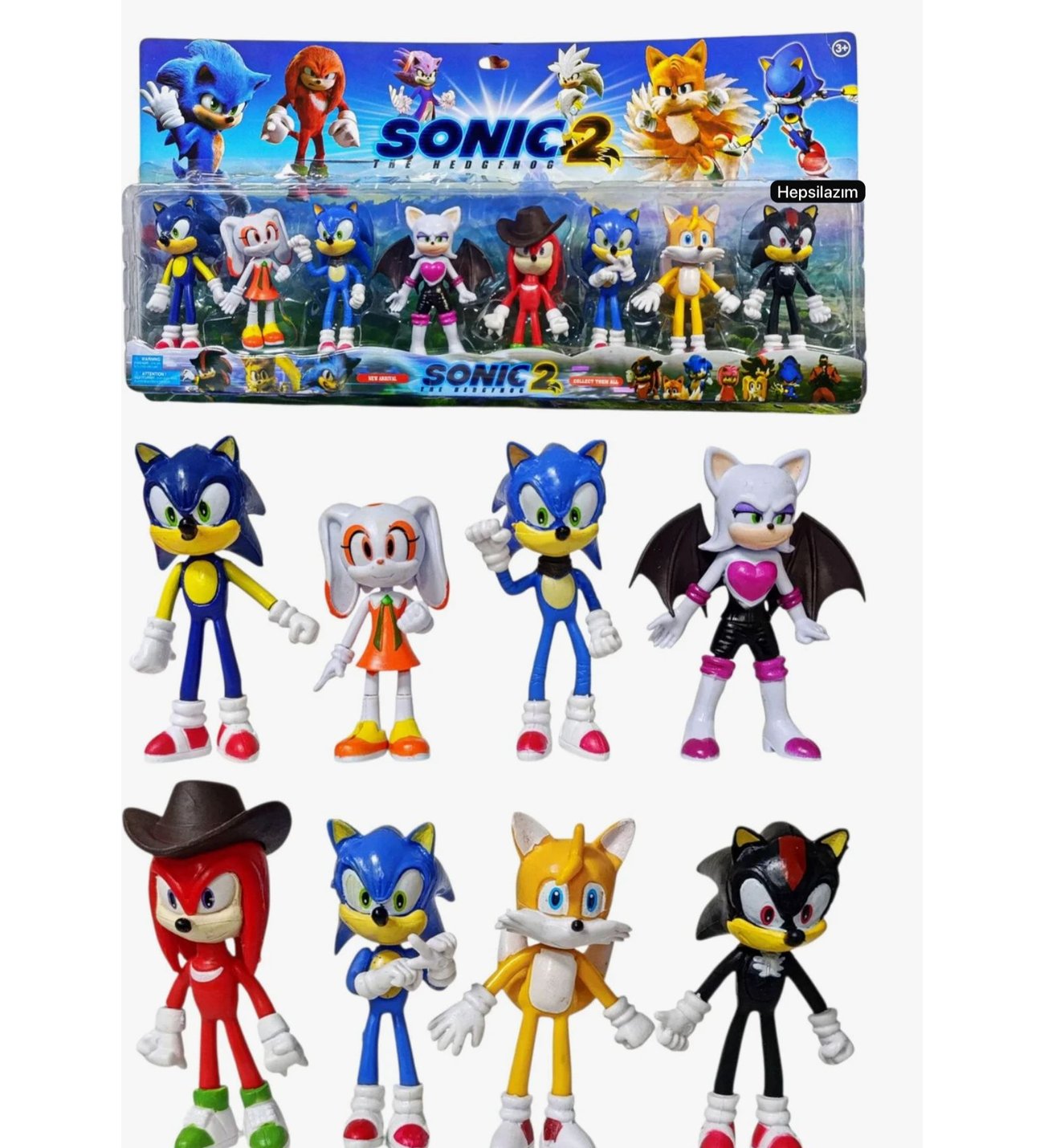 Sonic 8li Figür Set Mavi Kirpi Sonik ve Arkadaşları Tails Knuckles