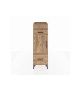 Kronos Dolap 2 Raflı 3 Çekmeceli Tek Kapaklı 44x59x134 Çam-Çam