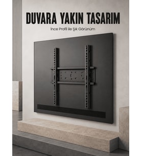 Sabit Televizyon Askı Aparatı 50"-95" İnce Profil Sağlam Metal TV Duvar Braketi