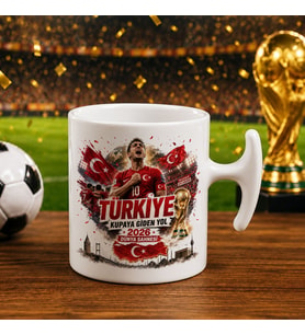 BK Gift Türkiye Taraftar Temalı Dünya Futbol Kupası Tasarımlı Hammer Kupa Bardak-3 Tek Yürek Milli Takım Ruhu