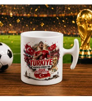 BK Gift Türkiye Taraftar Temalı Dünya Futbol Kupası Tasarımlı Hammer Kupa Bardak-3 Tek Yürek Milli Takım Ruhu