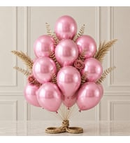 Pembe Renk Lateks Metalik Balon (30 cm) - 12 Adet