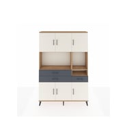 Arges Dolap 9 Raflı 3 Çekmeceli 6 Kapaklı 132x30x195 Çam-Aytaşı/Antrasit