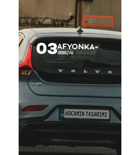 03 Afyonkarahisar Çay Plaka Kodlu Beyaz Araç Sticker Çay İlçe Yazılı Afyonkarahisar Özel Tasarım 40x8 cm Şehir ve İlçe Temalı Kaliteli Sticker