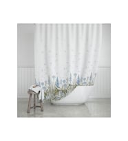 Duş Perdesi Çift Kanat 2x120x200cm Kır Desenli Banyo Perdesi 16 Adet C Halka Hediyeli