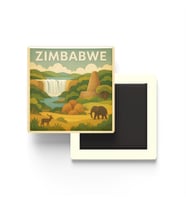 Zimbabve - Zimbabwe - Paper Cut Art - Baskılı Buzdolap Magneti Kare - 9x9 cm
