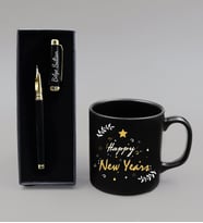 Yılbaşına Özel Happy New Years Kupa & Siyah Dolma Kalem Hediye Seti