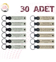 Beyaz & S Kahve, Düğün Misafirlerine Özel Hediye, 30’lu Set, Kişiye Özgü Yazılı Deri Anahtarlık